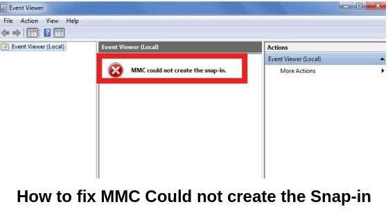 How to fix MMC Could not create the Snap-in
