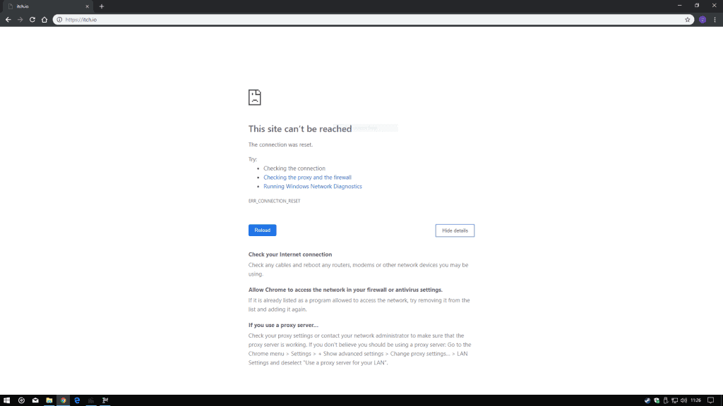 site cannot be reached connection was reset site cannot be reached connection was reset