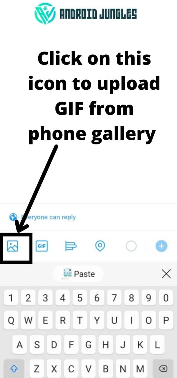 Click on the icon to upload GIF from phone