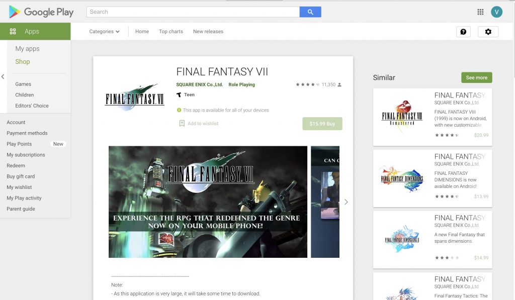 Check Out The 5 Best Role Playing Apps Available On Play Store. FINAL FANTASY VII