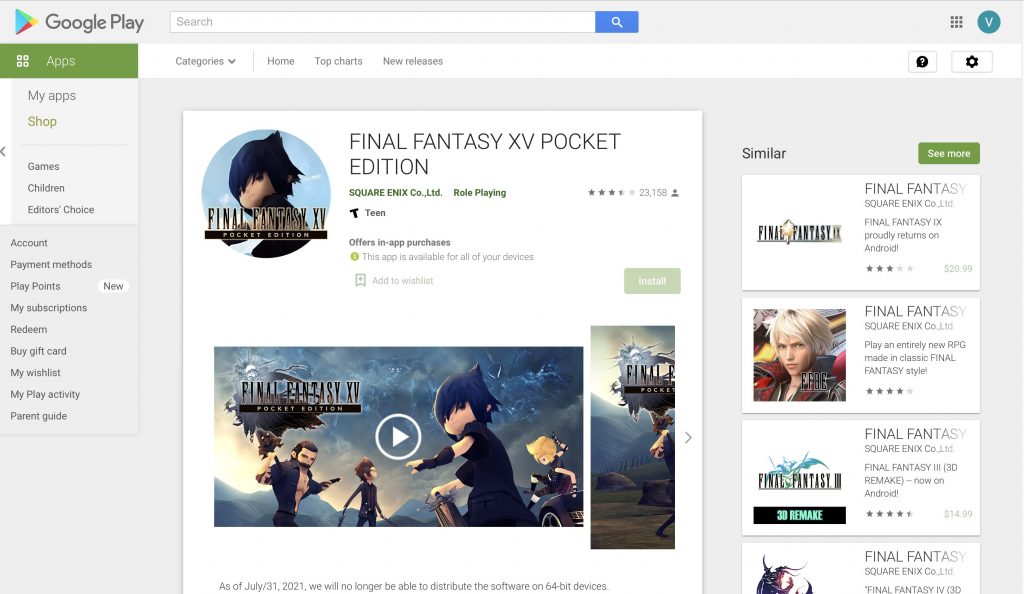 Check Out The 5 Best Role Playing Apps Available On Play Store. Final Fantasy XV Pocket Edition